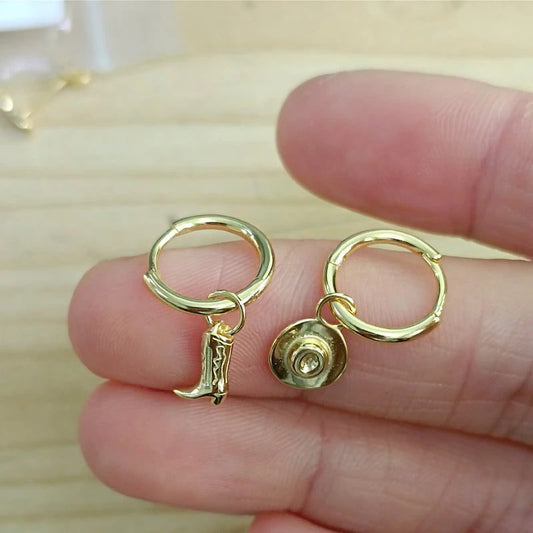 925 Sterling Silver Cowboy Boots Earrings Jewelry