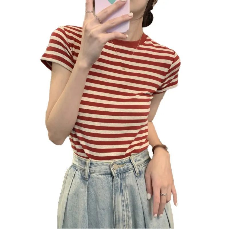 Casual Women's Striped O-Neck Summer T-Shirt