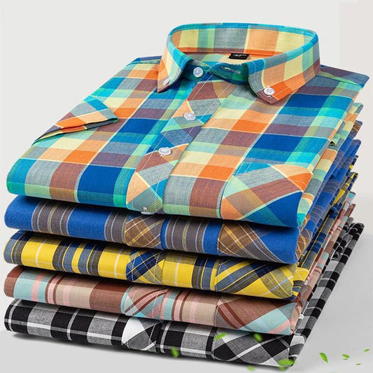 Men's Short Sleeve Plaid Flannel Shirt