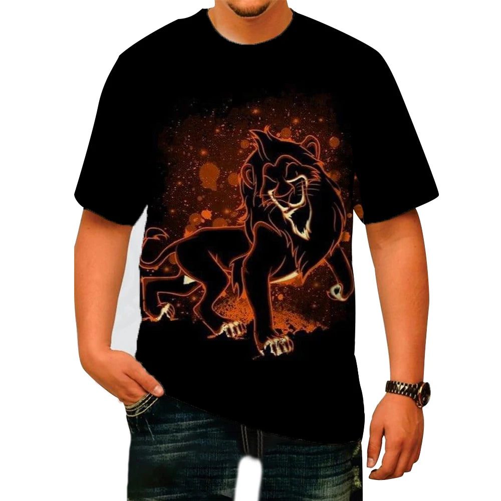 Men's Lion King Tiger Print Summer T-Shirt