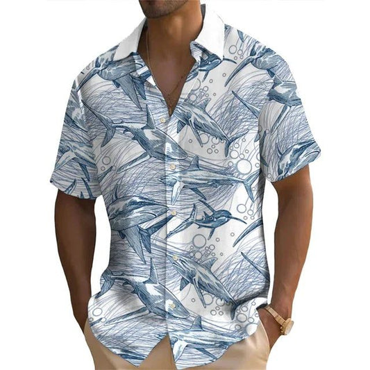 2024 Men's Hawaiian Shirts 3D Shark Print