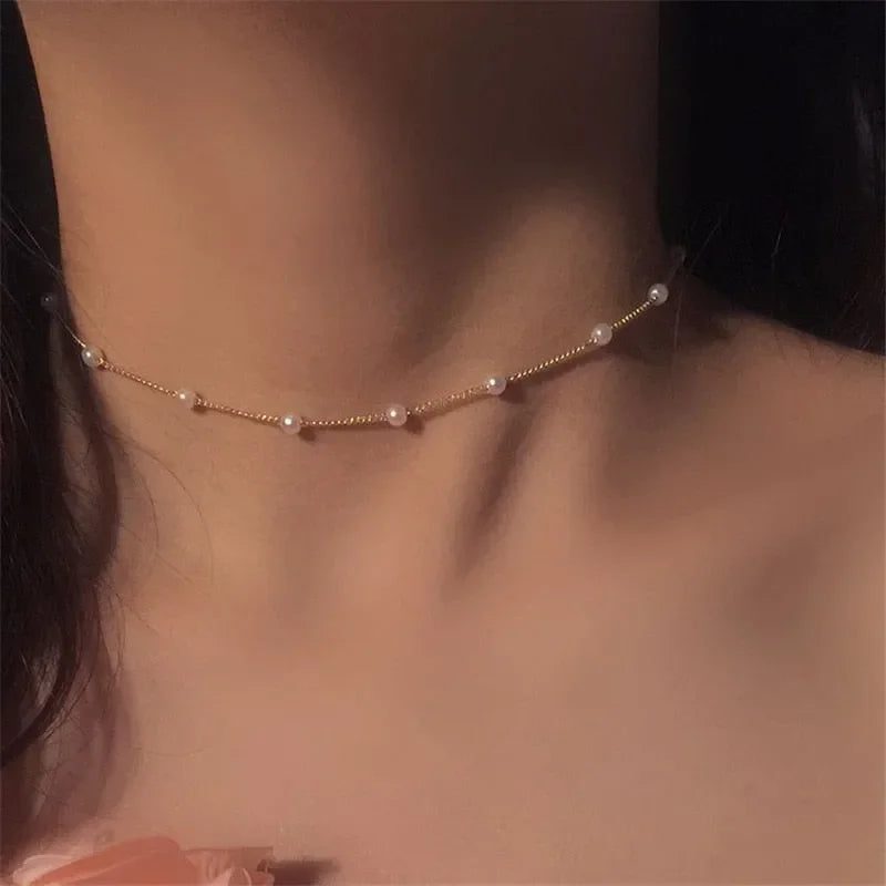 Korean Pearl Choker Necklace for Women 2023
