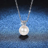 925 Sterling Silver Pearl Moissanite Pendant Necklace