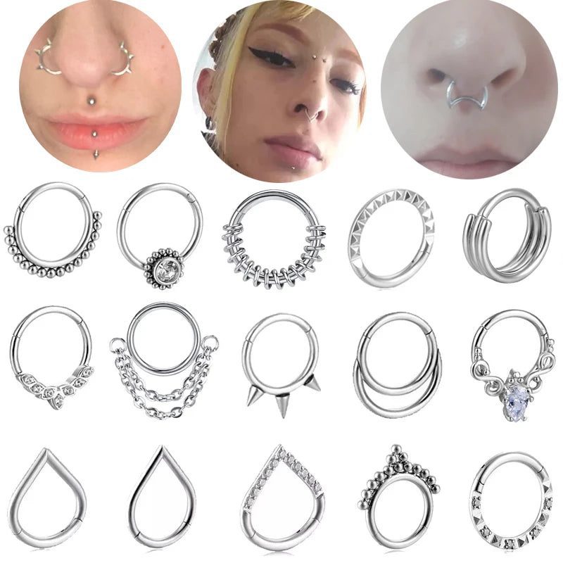 Opal Titanium Septum Ring for Cartilage Piercing