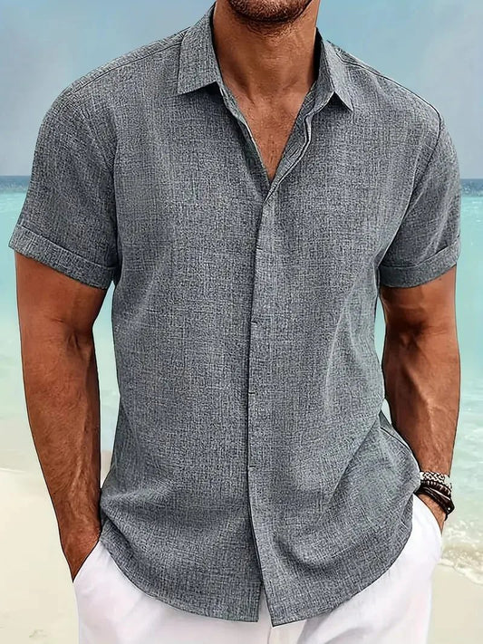 Trendy Loose Cotton Linen Short-Sleeve Shirt