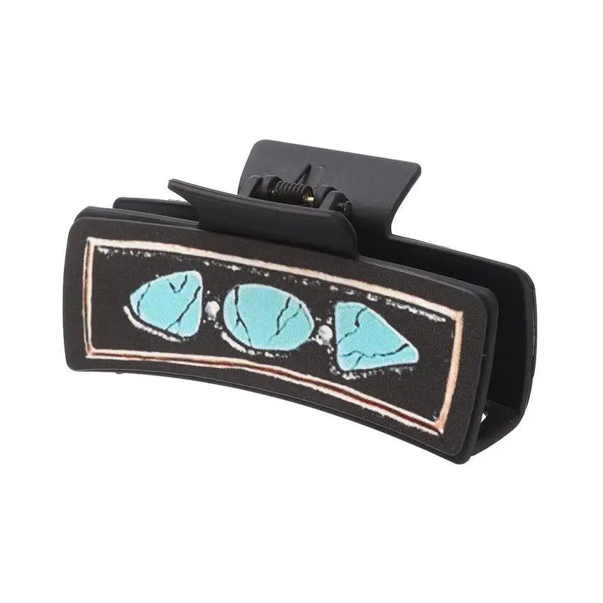 Western Hair Claw Clip with Sunflowers Cactus