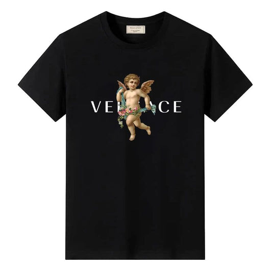 Men's Vintage Cotton T-Shirt with Angel Print