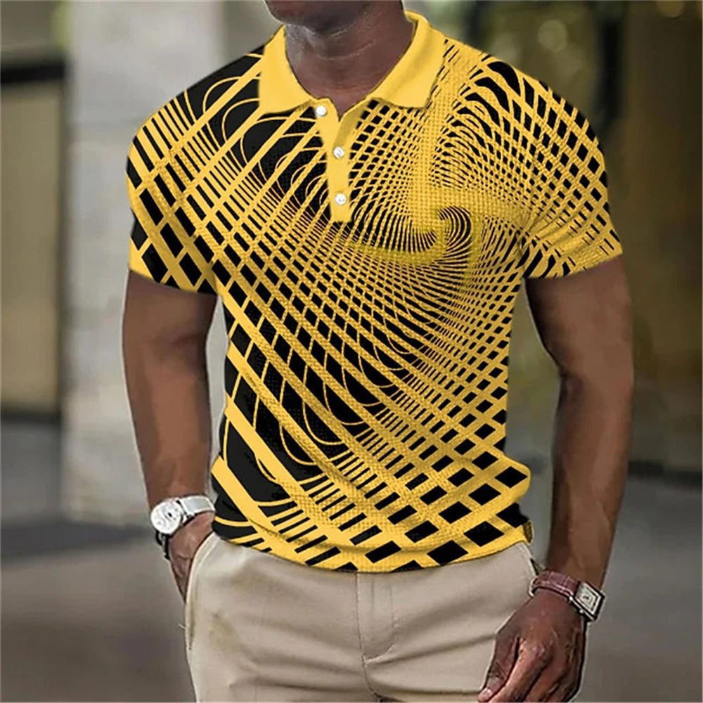 Men's 3D Print Golf Polo Shirt