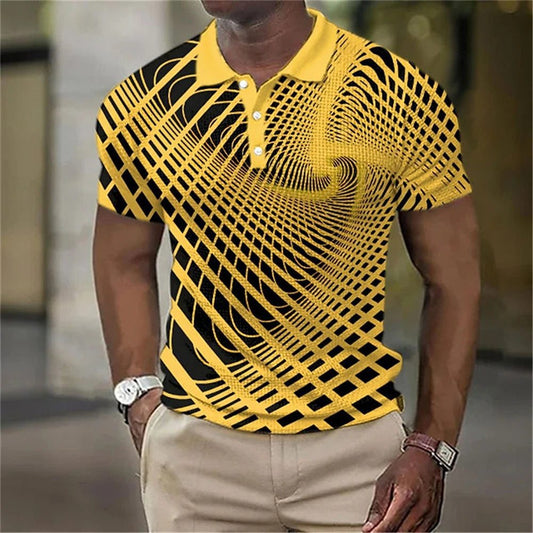 Men's 3D Print Golf Polo Shirt