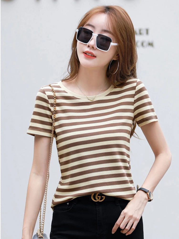 2024 Women’s Casual Striped T-Shirt Summer