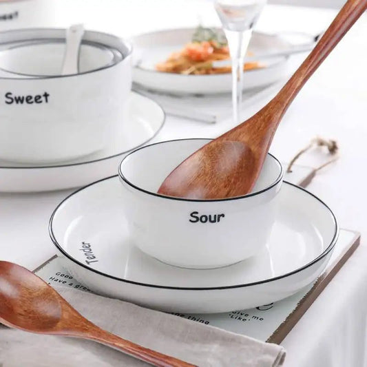 Elegant Wooden Soup Spoons Long Handle Set