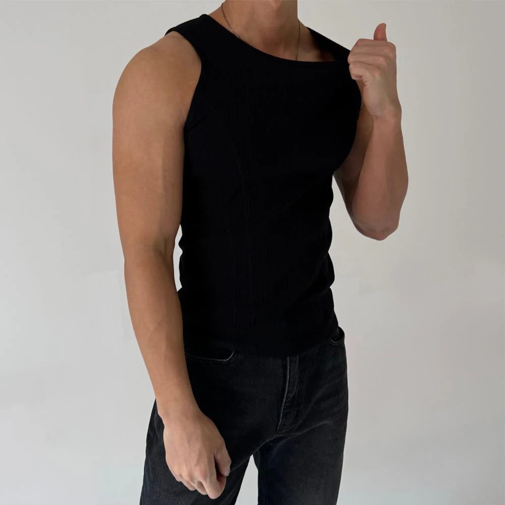 Men's Ribbed Sleeveless Tank Top for Fitness