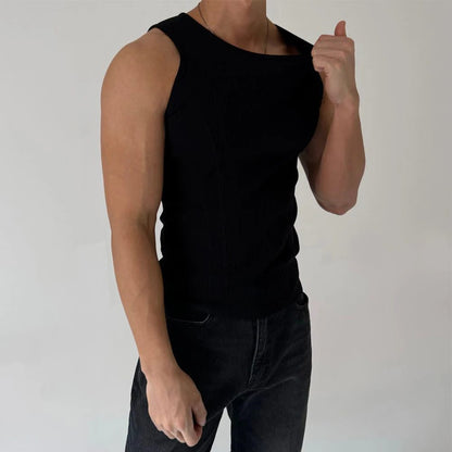 Men's Ribbed Sleeveless Tank Top for Fitness