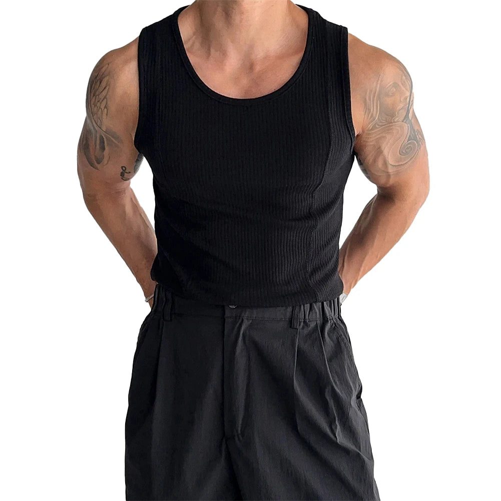 Men's Ribbed Sleeveless Tank Top for Fitness