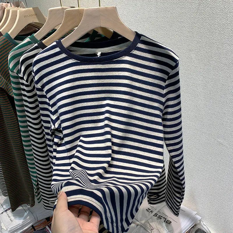 Casual Striped Cotton T-Shirts for Women