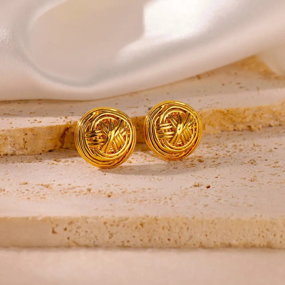 Waterproof Heart Zircon Gold Hoop Earrings