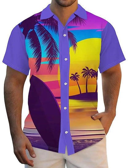 Men's Hawaiian Shirt with Palm Tree Prints