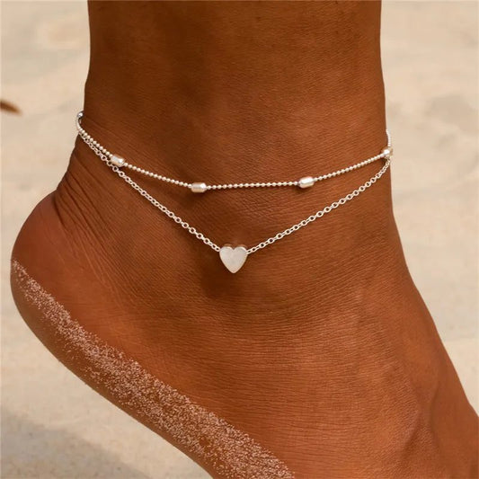 Waterproof Double-Layer Gold Anklets for Women
