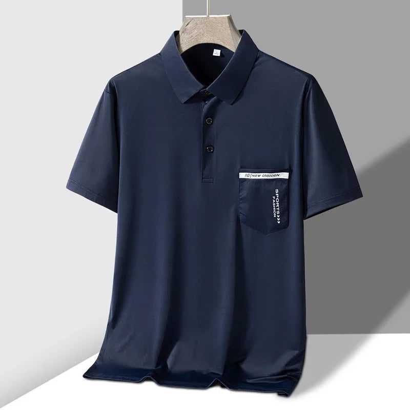 Men's Elastic Short Sleeve Pocket Polo