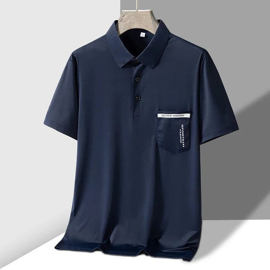 Men's Elastic Short Sleeve Pocket Polo