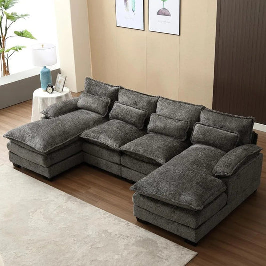 Modern 110” U-Shaped Sectional Sofa Couch