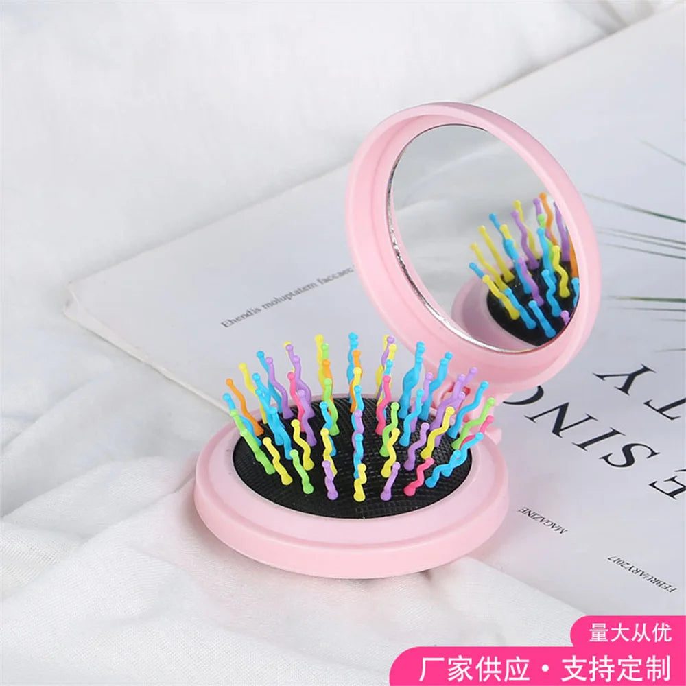 Portable 2-in-1 Anti-Static Folding Hair Brush
