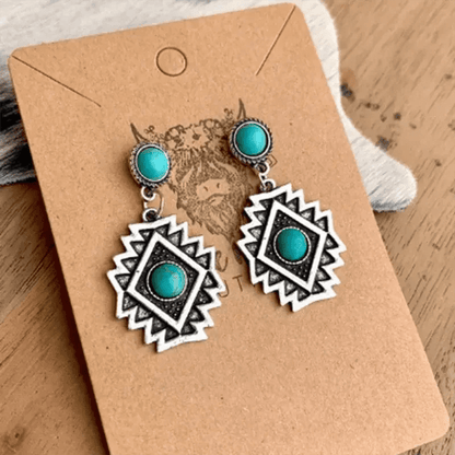 Turquoise Aztec Dangle Earrings for Women