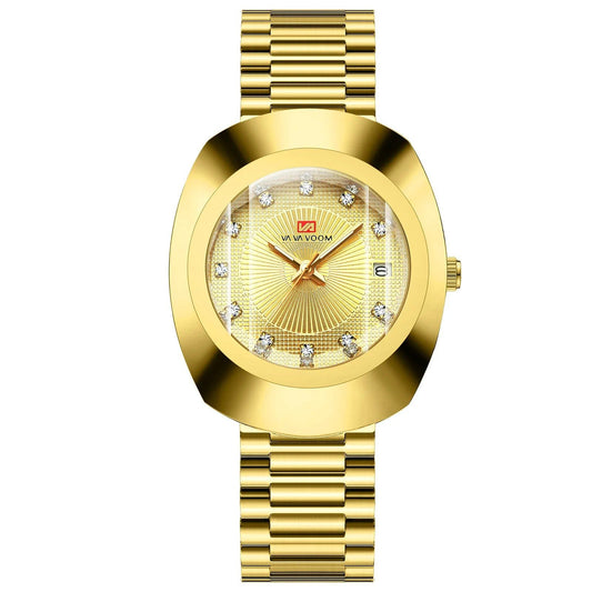 Luxury Waterproof Gold Diamond Unisex Couple Watch