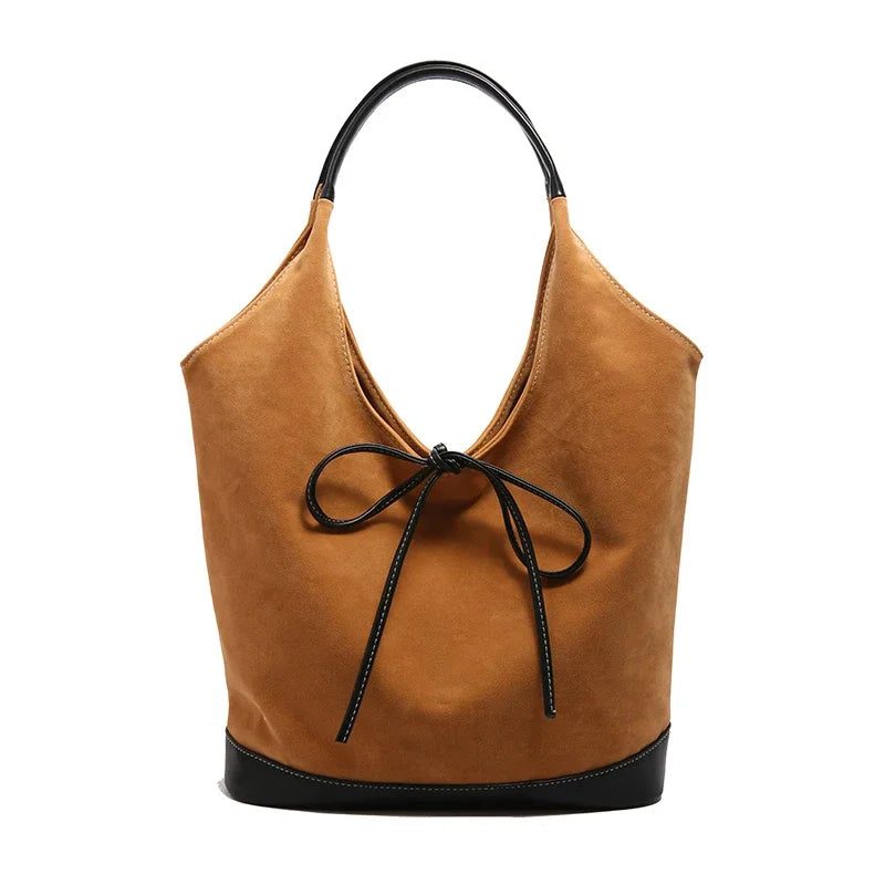 2024 Retro Faux Suede Bucket Shoulder Bag