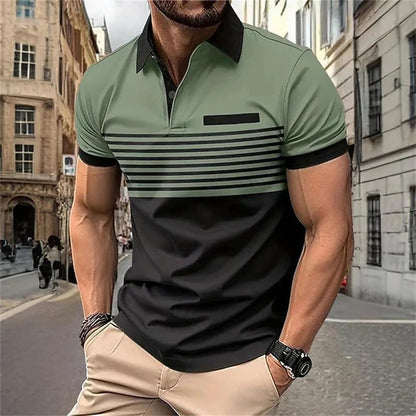 Men's Color Block Golf Shirt for Summer