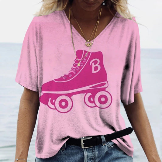 Classic Pink V-Neck T-Shirt for Women