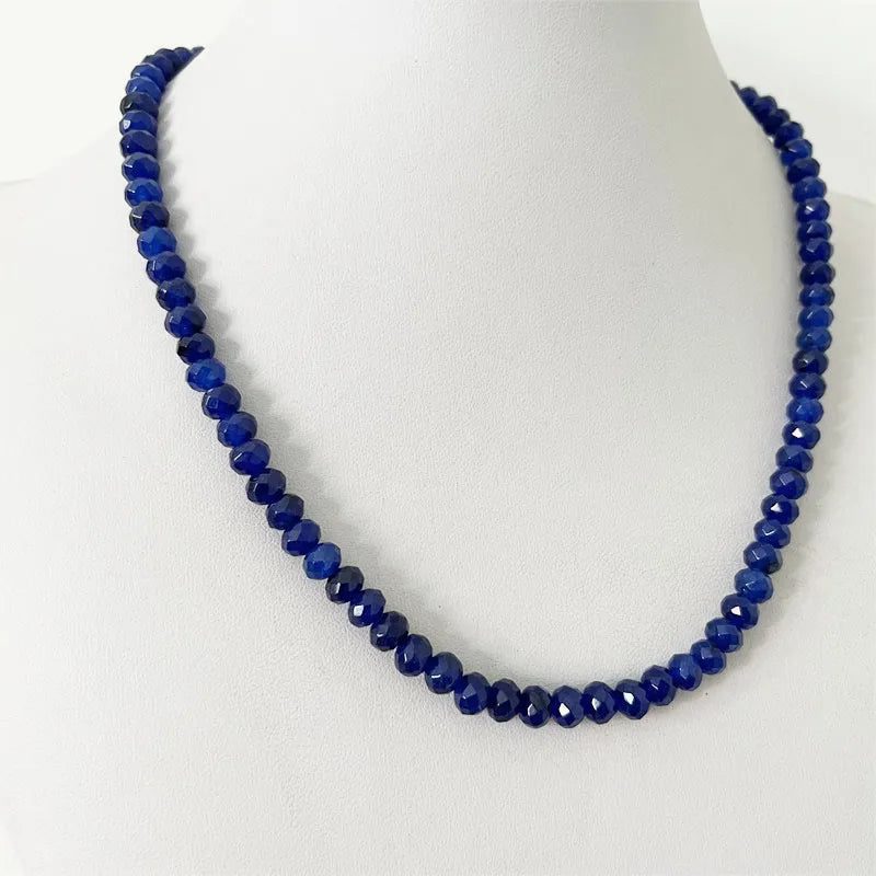 Luxury Blue Sapphire Faceted Necklace for Women