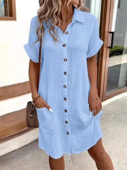 Elegant Summer Short Sleeve Women Dress Shirts