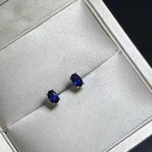 Exquisite Oval Sapphire Stud Earrings for Women