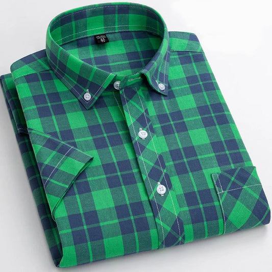Men's Short Sleeve Plaid Flannel Shirt
