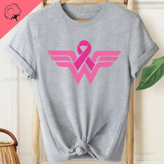 Empower Women: Cotton T-Shirt for Cancer Awareness