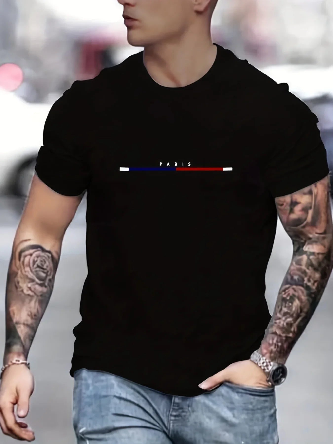 Men's 100% Cotton Paris Short Sleeve T-Shirt
