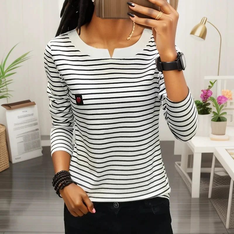 2024 Spring Women's Striped Long Sleeve T-Shirt