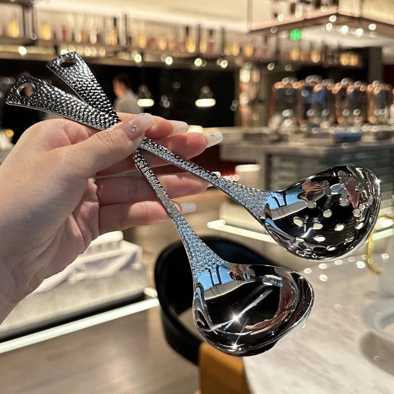 Stainless Steel Slotted Spoon with Fish Scale Handle