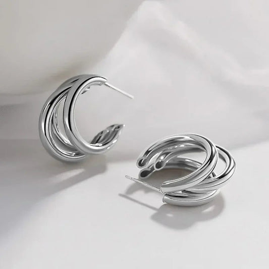 Vintage Stainless Steel Hoop Earrings for Women