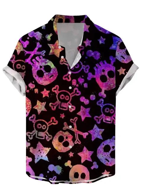 Funny Vintage Skull Floral Hawaiian Shirt