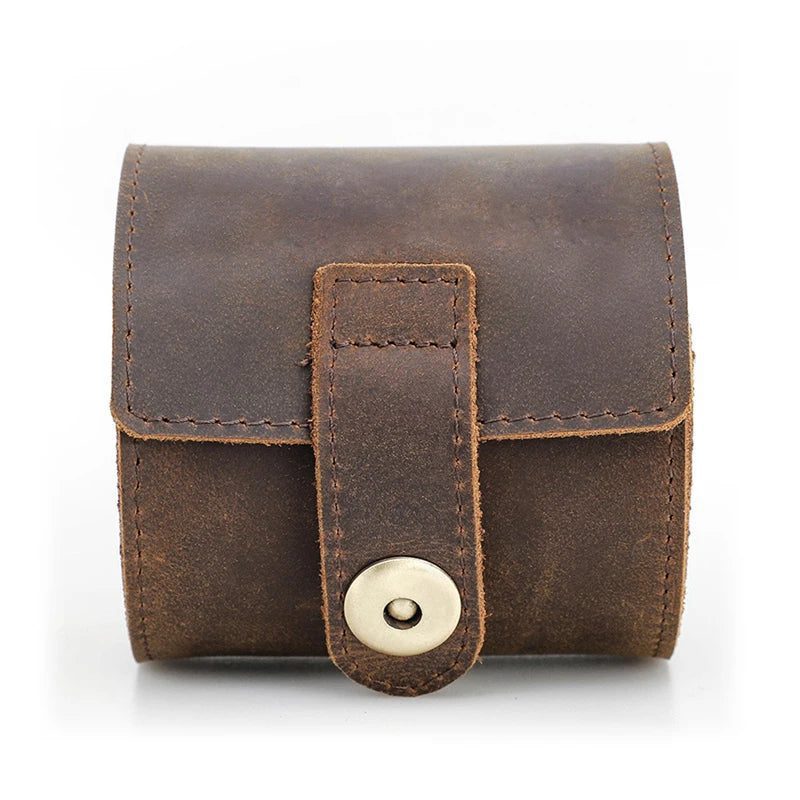 Portable Vintage Cow Leather Watch Roll Case