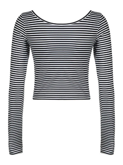 Women's Striped Long Sleeve Square Neck T-Shirt