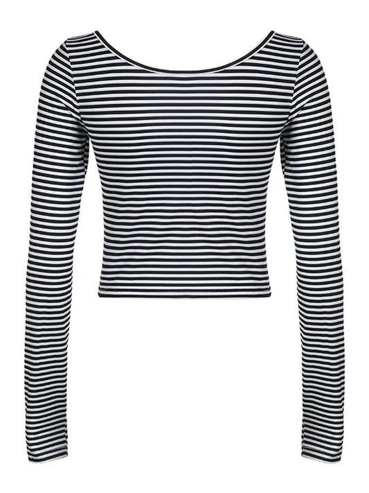 Women's Striped Long Sleeve Square Neck T-Shirt