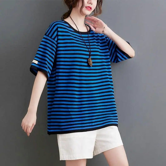 Casual Women's Striped T-Shirt for Summer