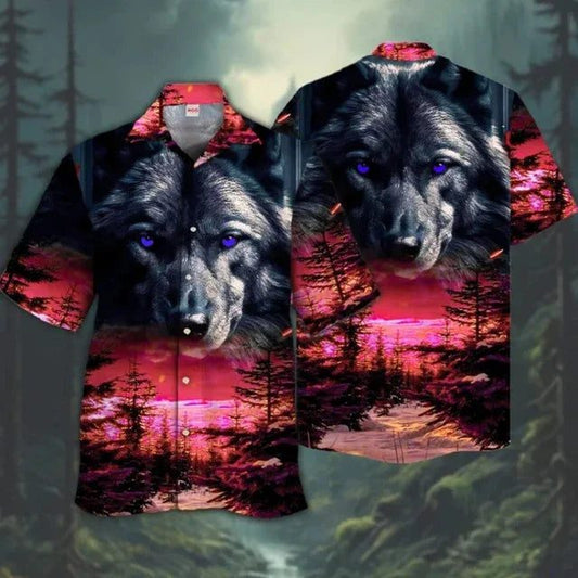 3D Wolf Print Hawaiian Shirt for Men