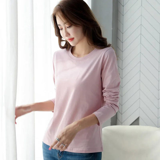 Plus Size Long Sleeve Cotton T-Shirts for Women
