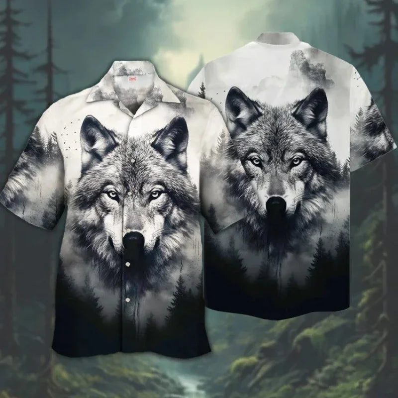 3D Wolf Print Hawaiian Shirt for Men