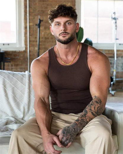2024 Men's Slim Ribbed Fitness Tank Top