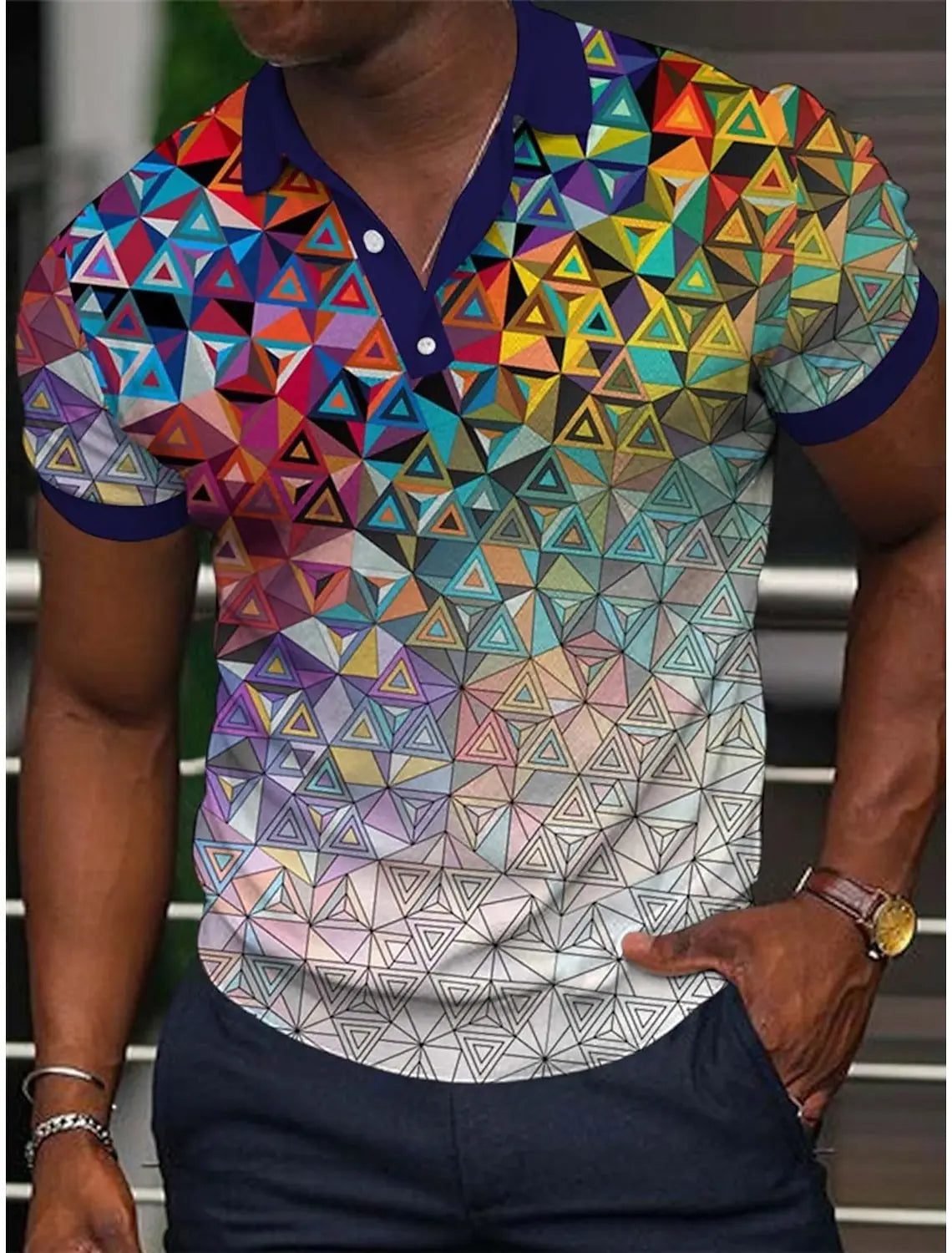 Men's Golf Polo Shirt with Optical Illusion